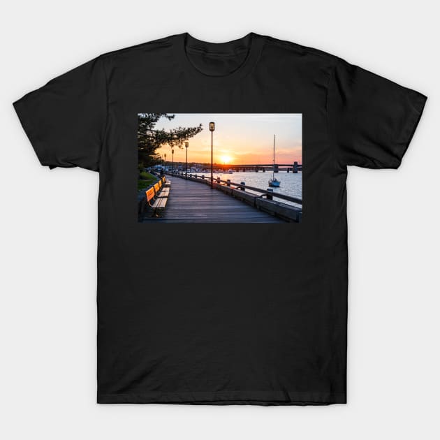 Newburyport MA Sunset Merrimack River Newburyport Turnpike T-Shirt by WayneOxfordPh